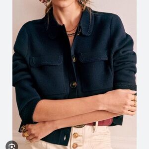 Sezane Betty Cardigan in Navy Crochet